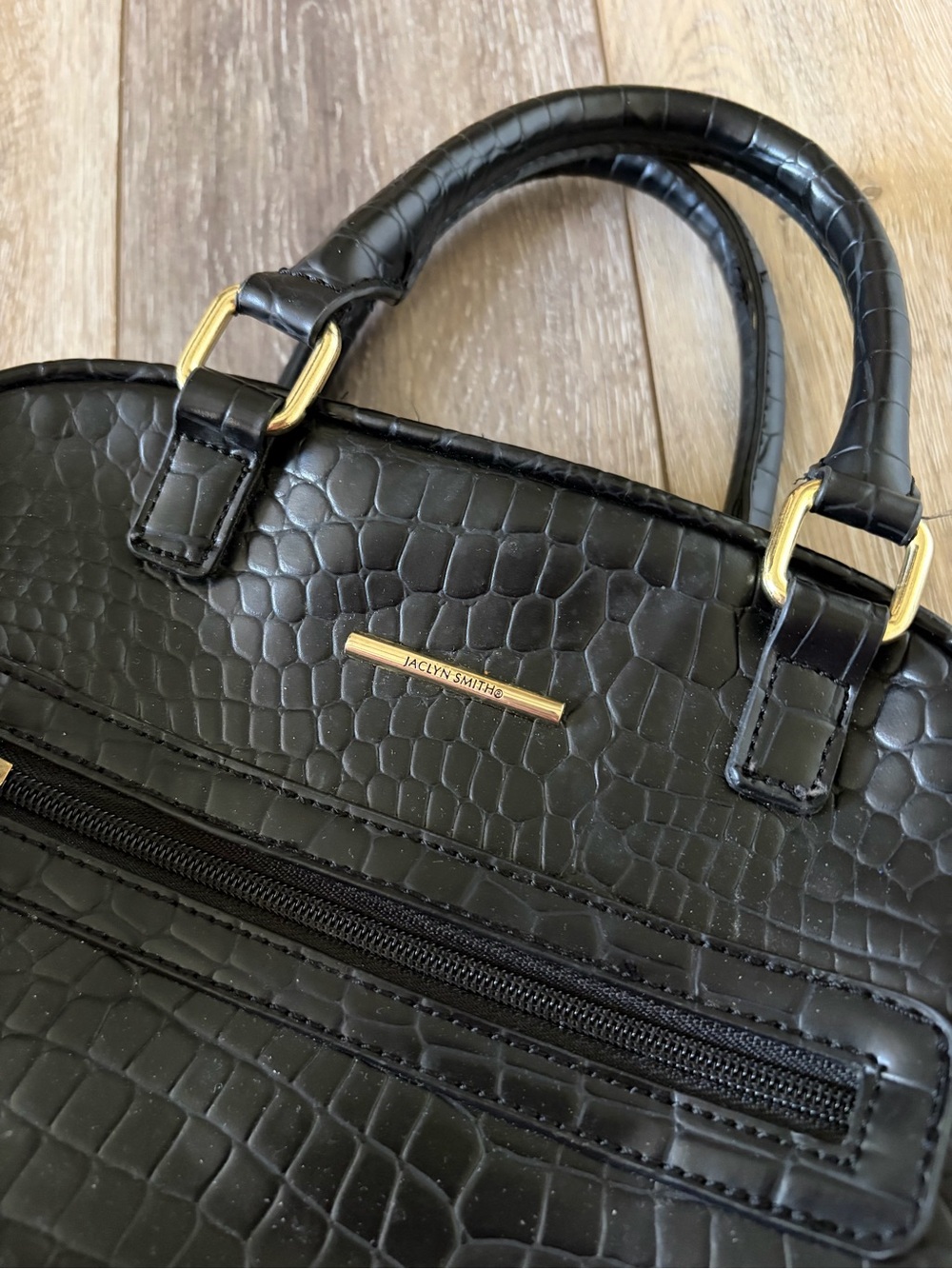 Jaclyn Smith Black Croc-Embossed Dome Satchel Handbag - Picture 2 of 8